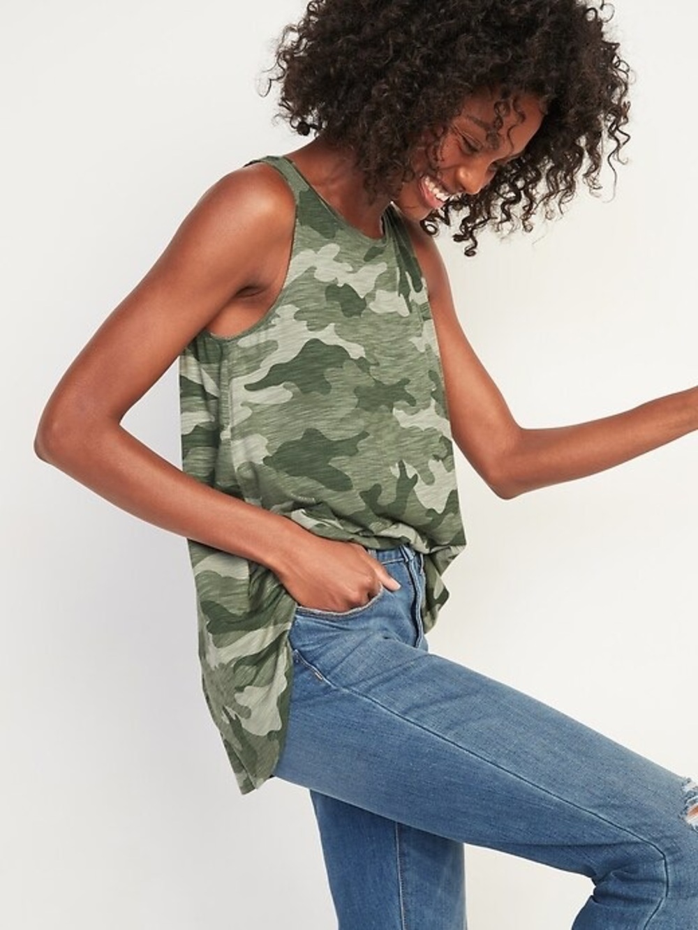 Old Navy Cameo Luxe Printed High-Neck Tank Top